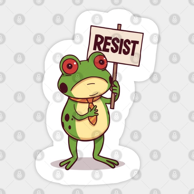 Resist-Frog Sticker by Creatifly Graphic Tees